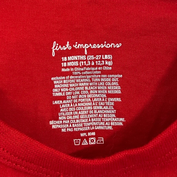 NWT Red puppy shirt with embellishments, “loved” embroidered- girl size 18mo - Picture 4 of 5